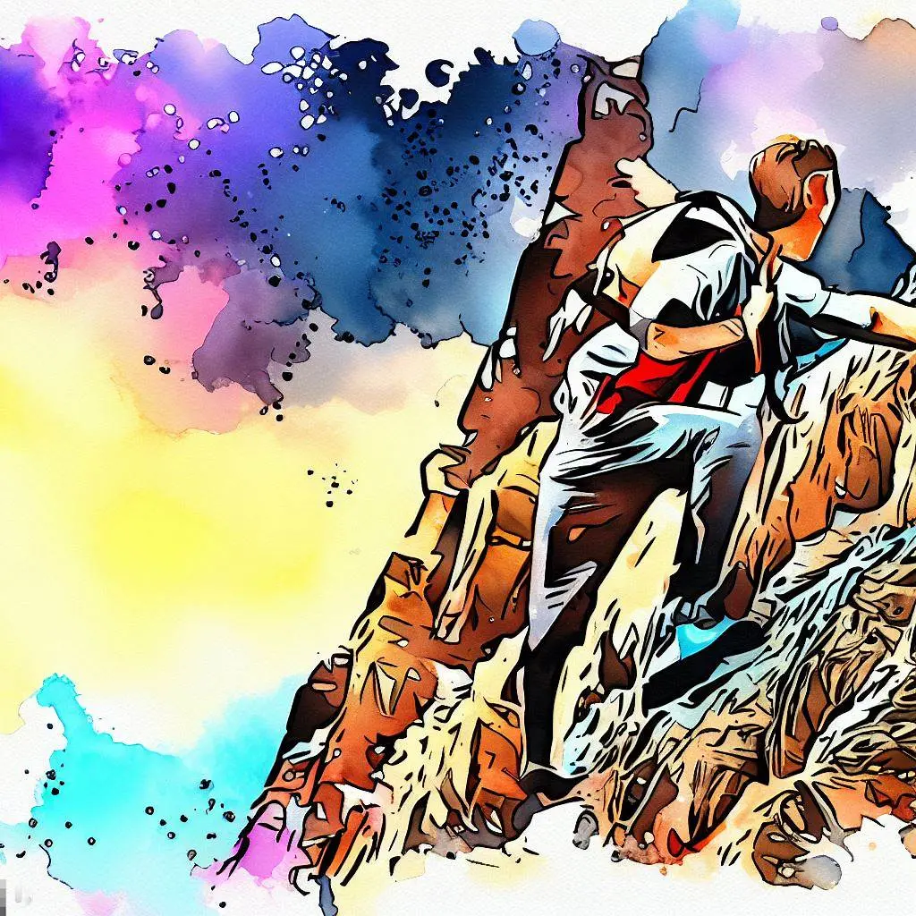 Someone scaling a mountain